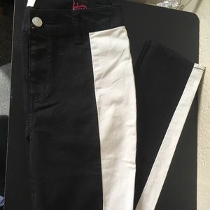 Black and white stripe skinny jeans